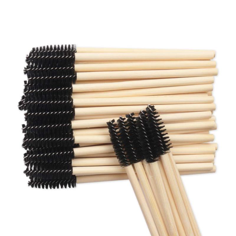 

Makeup Brushes 50/100 Pcs Bamboo Handle Eyelash Brush Extension Eco-friendly Disposable Eyebrow Mascara WandsMakeup