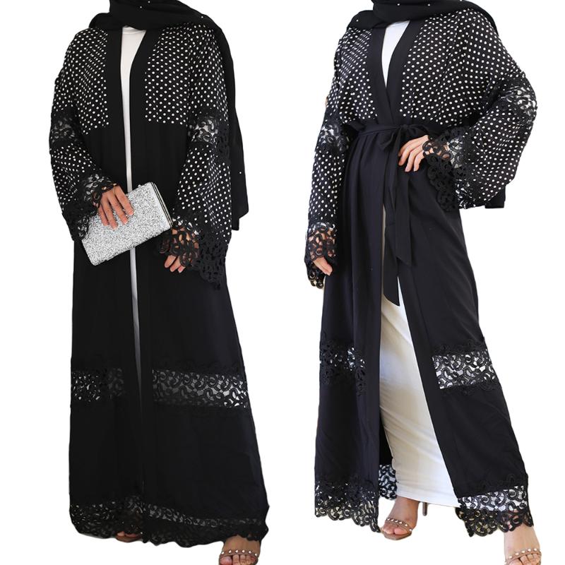 

Ethnic Clothing Dubai Open Abaya Kimono Muslim Dress Kaftan Maxi Cardigan Islamic Gown Women Caftan Marocain Qatar Kleding Robe MusulmanEthn