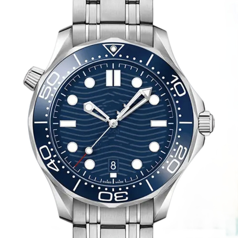 

luxury Men watches for man Automatic Mechanical movement Black blue Dial Stainless Steel braclect 007 diver fashion Watch 42mm, 8#