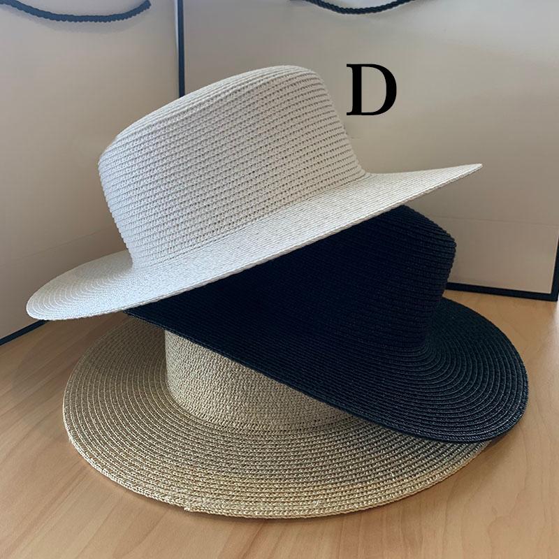 

Wide Brim Hats HT267 Summer Unisex Ribbon Sun Hat Casual Vacation Panama Topper Straw Women Beach Jazz Flat Top Cap, Blue;gray