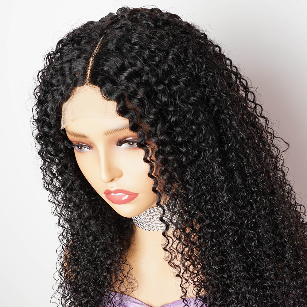 

Jerry Curly Lace Frontal Wig 13x4 Lace Front Wigs Human Hair Pre Plucked 10A Brazilian Remy Hair Natural Color For Black Women Glueless, 4x1 lace wig