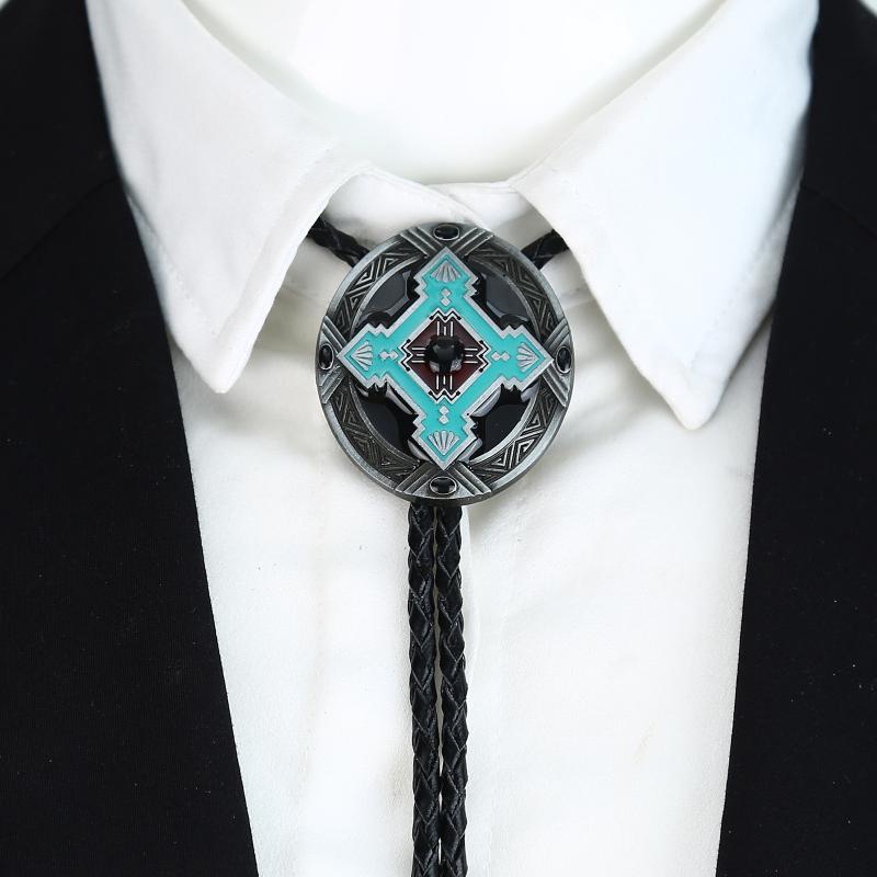 

Bow Ties Western Denim Men's Bolo Tie In Zinc Alloy Hand Oiled Leather TieBow