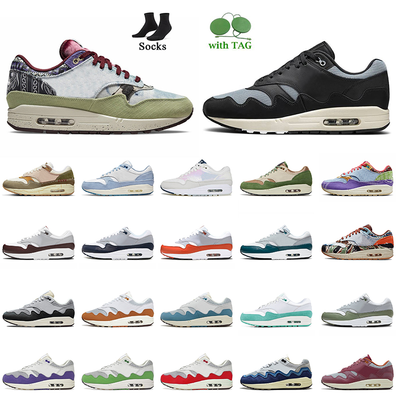 

Newest Airmx Max 1 NH Treeline Running Shoes For Women Mens Amax Patta 1s Denim Olive Canvas 87 Black LV8 Obsidian La Ville Lumiere Watermelon Airsmax Max1 Sneakers, D39 anniversary aqua 36-45