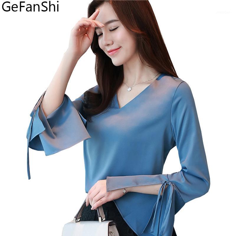 

Women's Blouses & Shirts Women Shirt Fashion 2022 Spring Summer Long Sleeve Solid Color Chiffon Ladies Office White Red Blue Tops