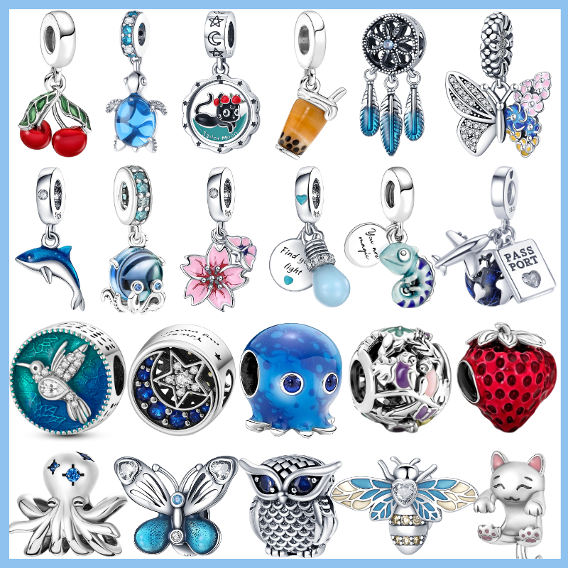 925 Sterling Silver Charms Animals And Hearts Beads Charms Beads Original Fit Pandora Bracelet Jewelry Making DIY Gift