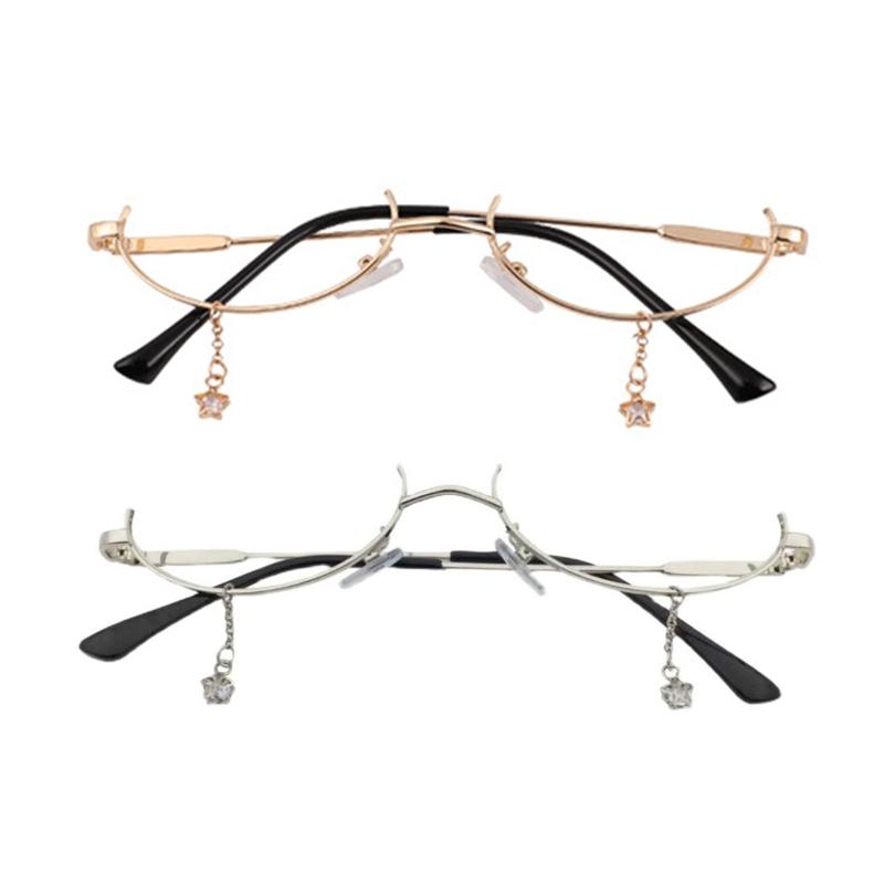 

Fashion Sunglasses Frames Vintage Lower Half Frame Glasses Without Lens Water Drop Pendant ChainFashion