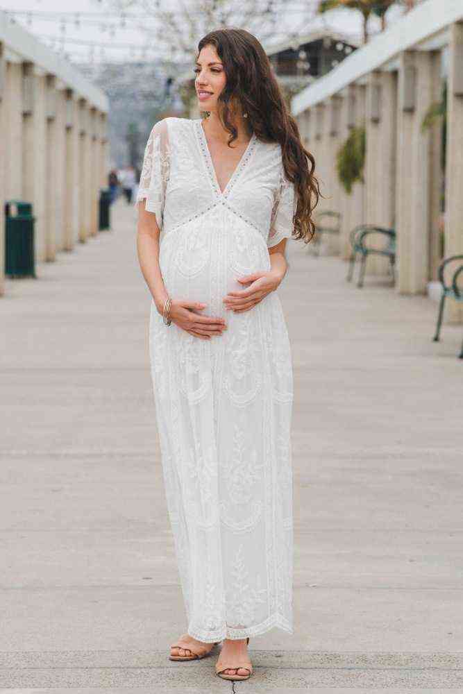

Summer Boho Maternity Photography Dress V-neck Maternity Photo Shoot Chiffon Long Dress G220418