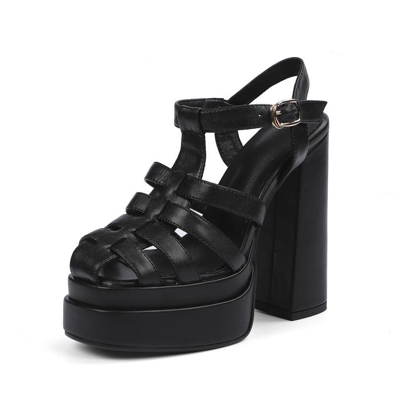 

Sandals Brand Women Summer Shoes Sexy Thick High Heels Platform Black White Dress Party Wedding Woman PumpsSandals