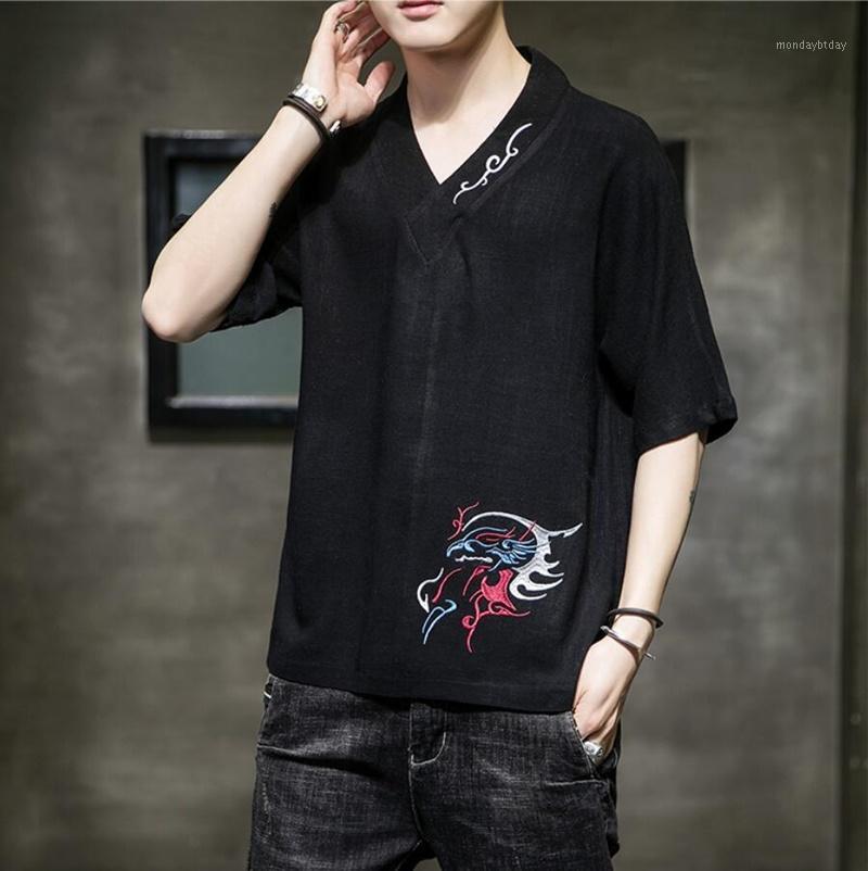 

Ethnic Clothing Chinese Clothes For Men T-Shirt Male Linen Cotton Loose Blouse Traditional Outfit Hanfu Shirts Wu Shu Tee Tops 31122