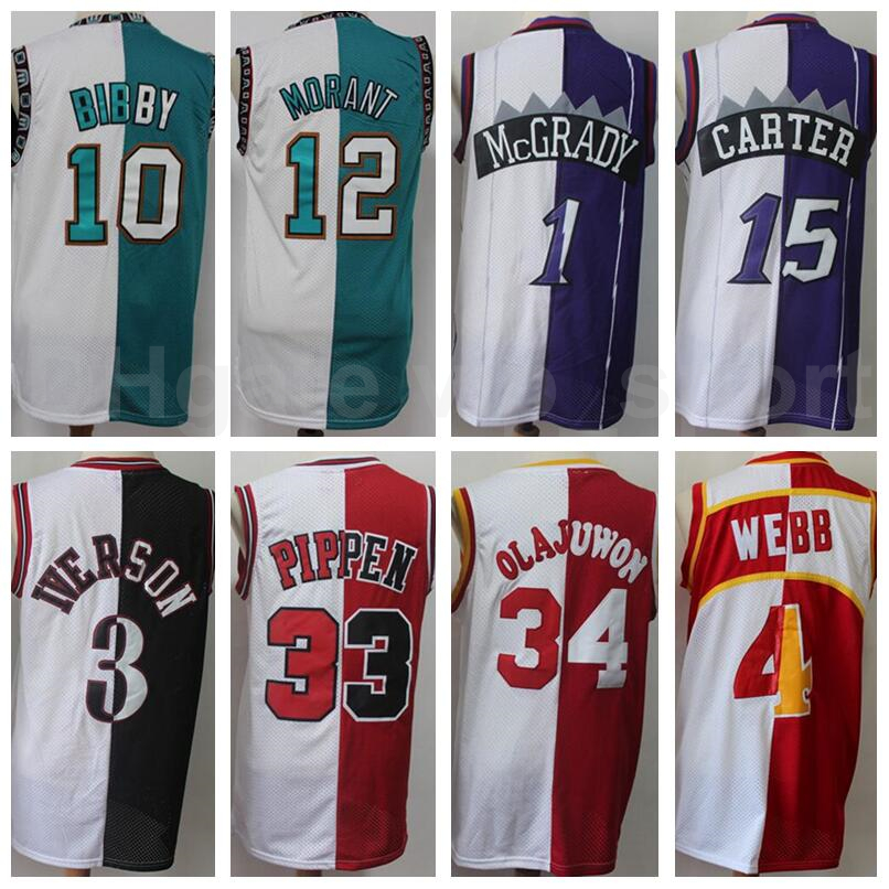 

Split Two Colors Basketball Jersey Allen Iverson Scottie Pippen Hakeem Olajuwon Tracy McGrady Vince Carter Mike Bibby Spud Webb Ja Morant