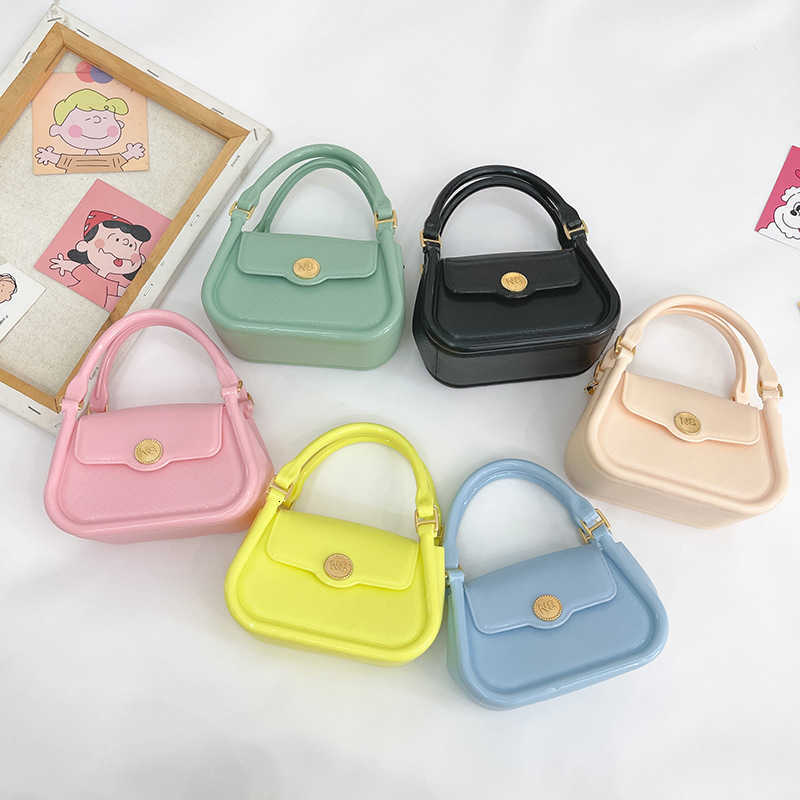 

New candy color Mini children's Bag Fashion Korean portable small square bag foreign style simple ins Single Shoulder Messenger, Pi fen se