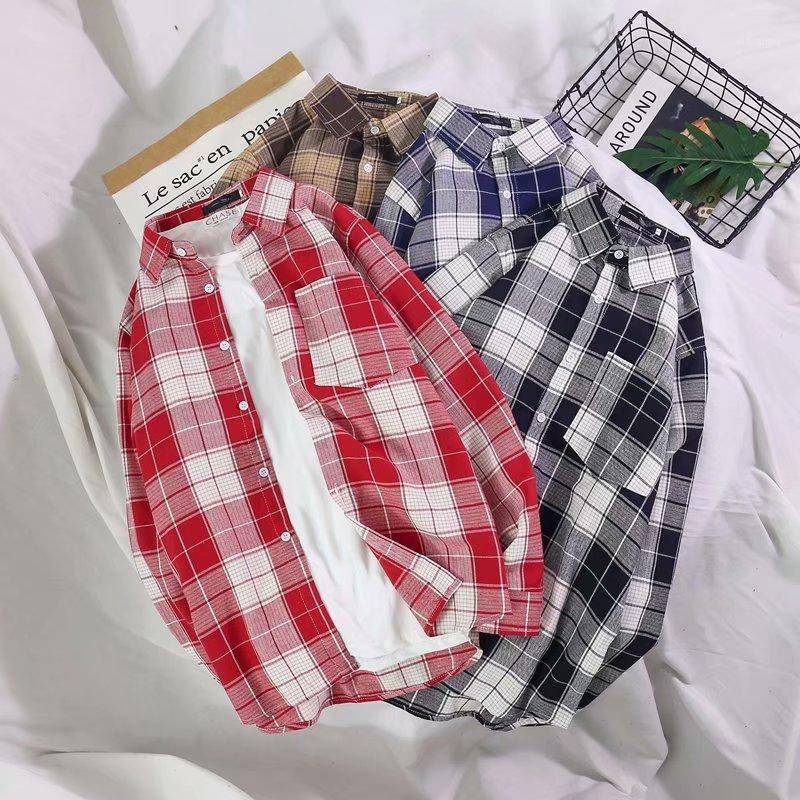 

Men's Casual Shirts 2022 Spring Long Sleeve Red Black Plaid Shirt Men Slim Fit Cotton Clothing Fashion Brand S-3XL