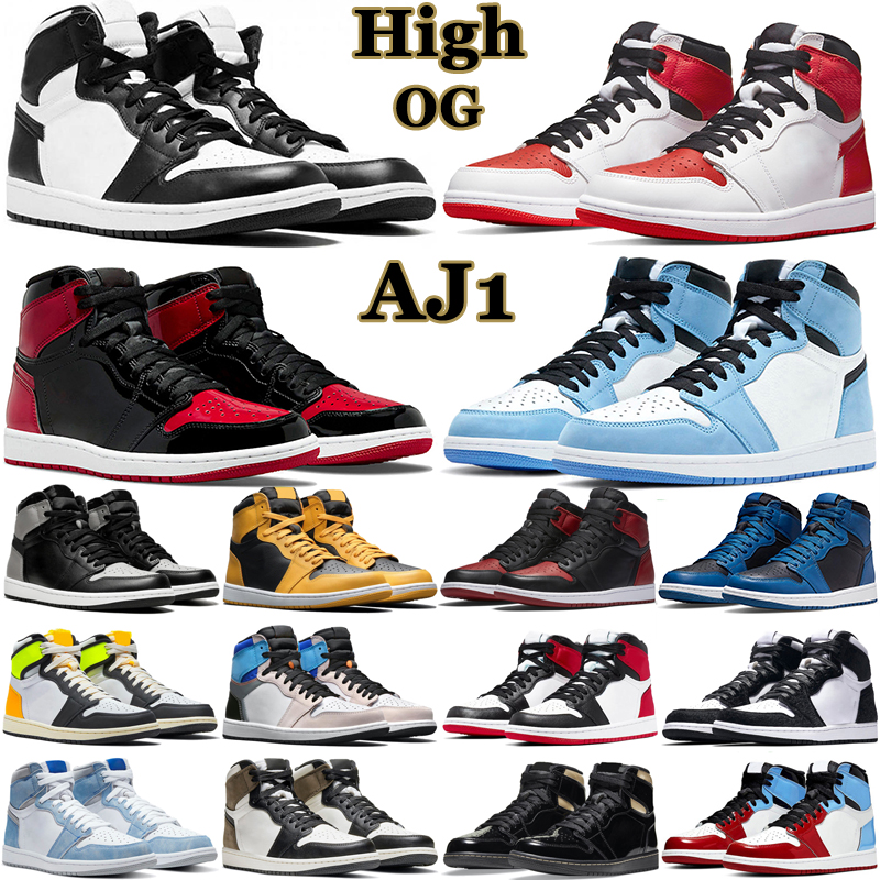 

1 Retro High OG Basketball Shoes Men Women 1s Black White Patent Bred Toe University Blue Dark Mocha Heritage Mens Trainers Outdoor Sports Sneakers