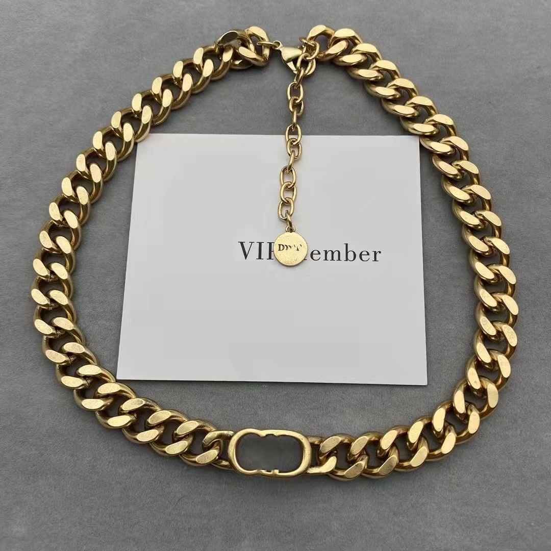 

Brand New Chain Luxury Fashion Ladies Sterling Silver Necklace Designer Jewelry Letter Chain Bracelet Plated 24K Popular Jewelry Gift Top Quality Do Style