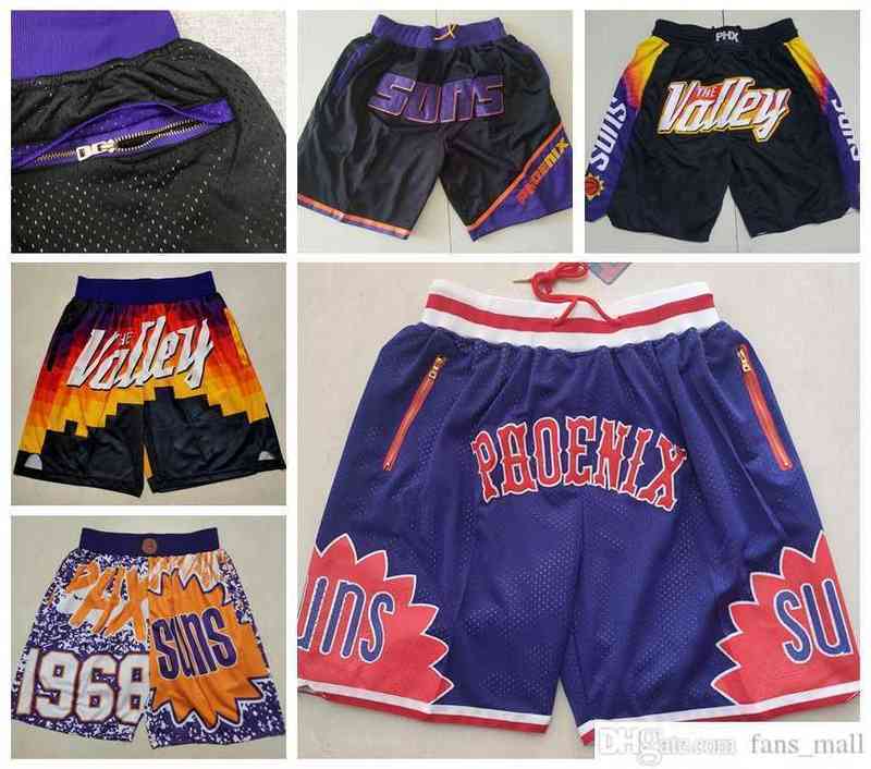 

Phoenix''Suns''Men Basketball Shorts JUST DON Stitched Mitchell and Ness With Pocket Zipper Sweatpants Mesh Retro Sport PANTS -2XL