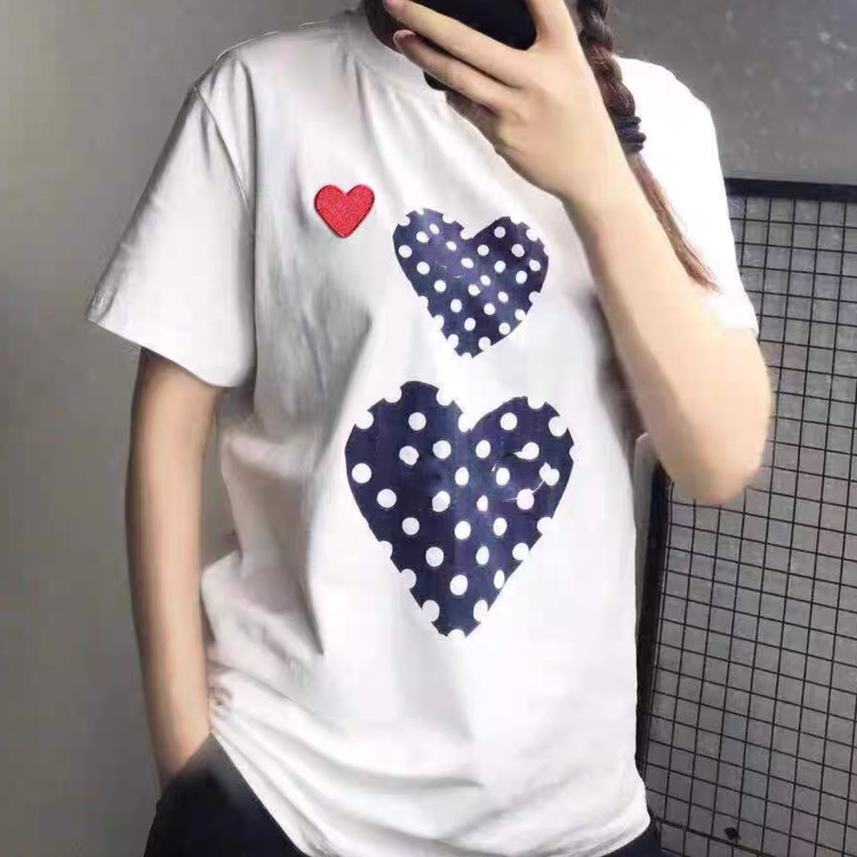 Tops Womens T Shirt Men Shirts Tees Fashion Short Sleeve with Heart & Eyes Printing Summer Female Boys Girls Pullover Breathable XS-4XL Oversize-image-767390523