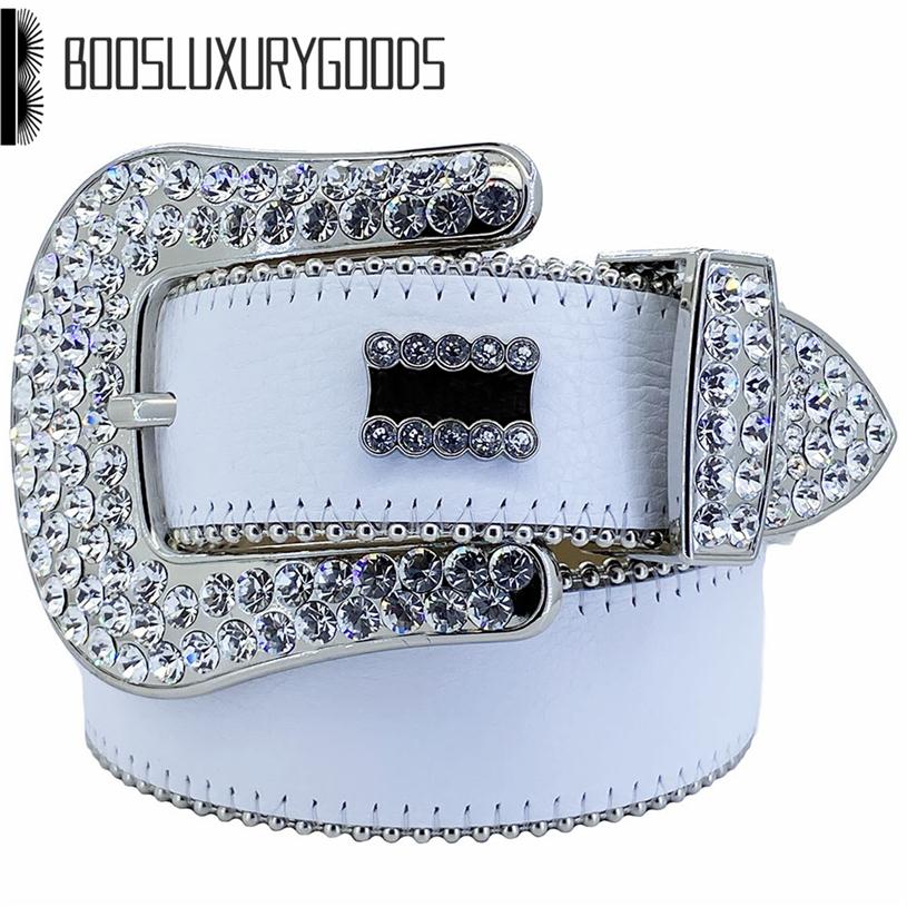 

2022 Designer Belt Bb Simon Belts for Men Women Shiny diamond belt white Blanc Classic cintura uomo boosluxurygoods266O, With logo bb simon