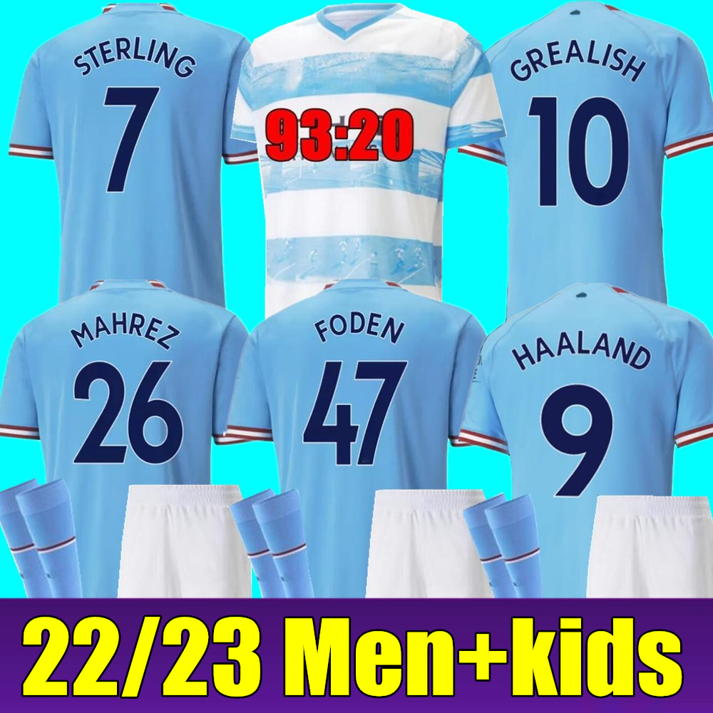 

New HAALAND soccer jersey 22 23 DE BRUYNE MANS CITIES GREALISH STERLING G. JESUS FERRAN MAHREZ foden 2022 2023 football shirt uniforms men kids kit sets, Adult away