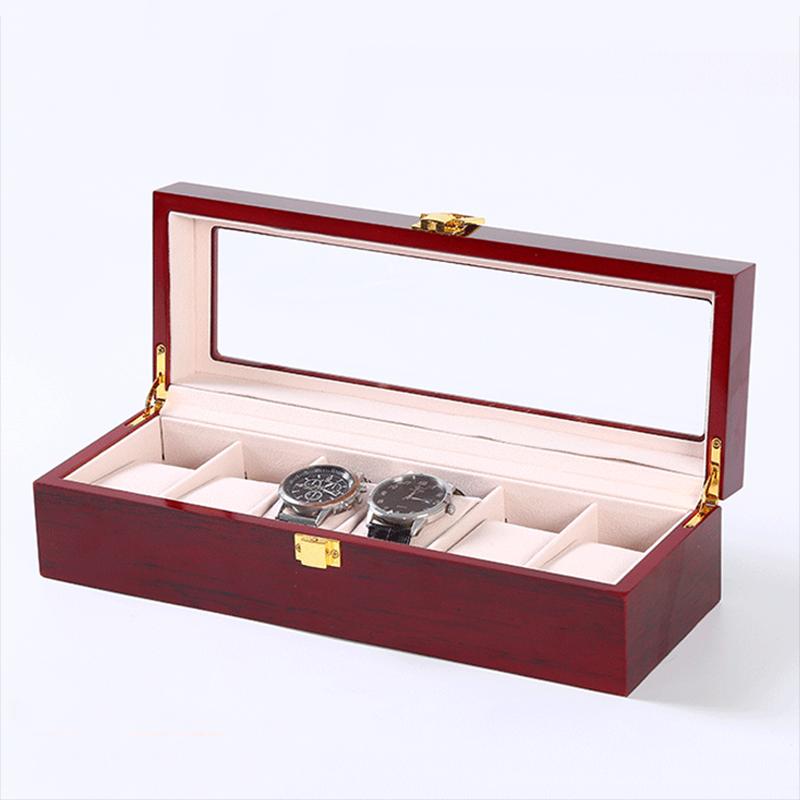 

Watch Boxes & Cases Red Wood Box Organizer For Men 6 Slots Display Stand Case Casket Watches Storage, Black;blue