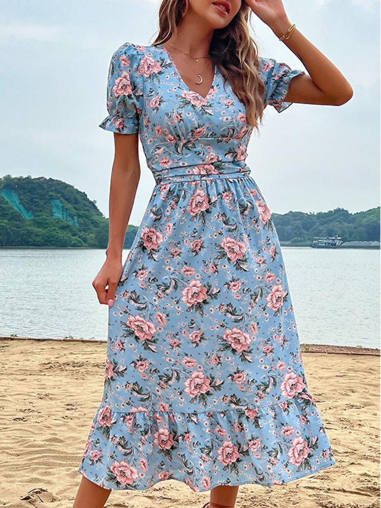 

Liti Blue Print Dress Women Summer Seaside Holiday Wear