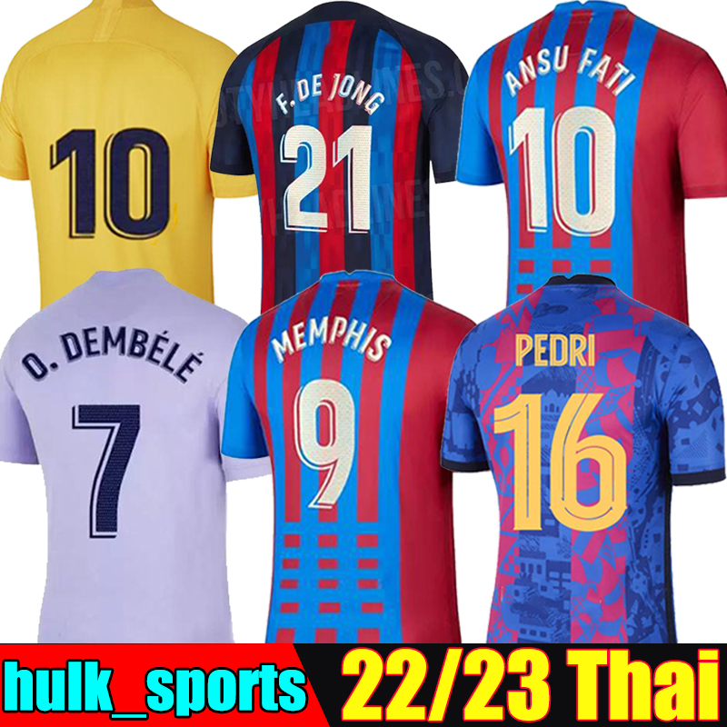 

22/23 MEMPHIS PEDRI Soccer Jerseys camiseta de futbol 2022 2023 KUN AGUERO ANSU FAT DESTAUBA FERRAN SUAREZ F. DE JONG DAVI ALVES ADAMA football shirt men kids Kit set 4th, 21-22 third kids