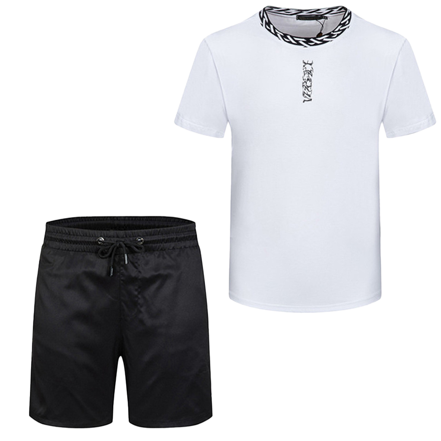 

Mens Fashion Designer Tracksuits Summer T Shirts Shorts Clothing Sets with Letters Casual Streetwear Trend Suits Men Breathable Tees Pants 2 Colors M-3XL, 22