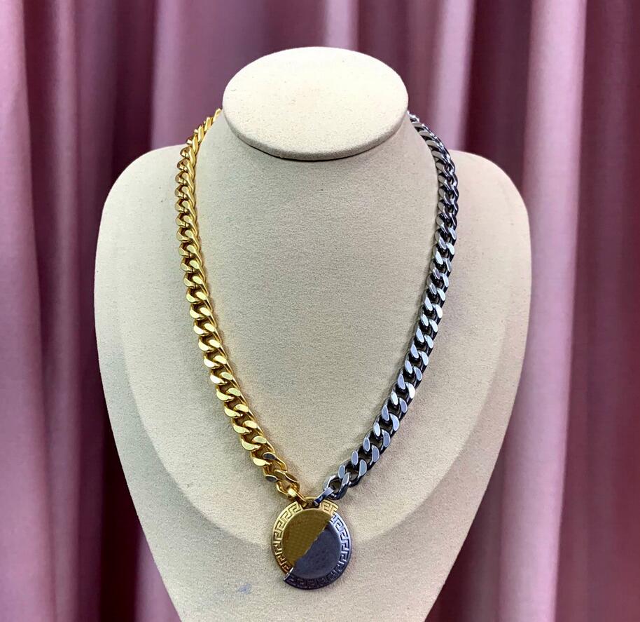 Mode nouveau conçu pendentif or argent colorblock femmes collier Banshee Medusa tête portrait plaqué or 18 carats dames colliers Designer bijoux