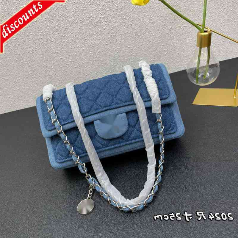 

Brand Design 2024 Woman's Luxury Letter Plaid Shoulder Chain Cc Bag Denim Lambskin Handbag Vintage Messenger Bags Real Leather Le Boy 2.55 F