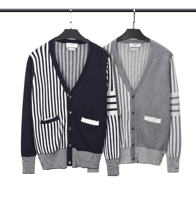 Pull pour hommes Nouveau automne d'hiver V-Colche Classic Stripe Sleeve Long Long Cardigan Casual Women's Couple's Colorblock Knitwear # S-XXXL