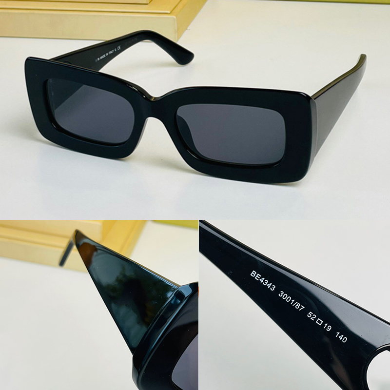 Temple Gold Letter Logo Sunglasses For Women Summer style 4343 original 1.1 unisex Shiny Gold Anti-Ultraviolet Retro Plate Plank Square full frame P