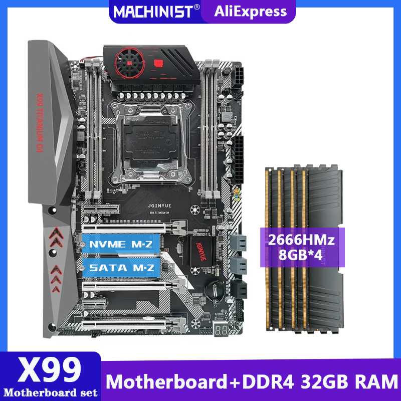

Motherboards JINGYUE X99 Kit Motherboard +32GB(8G*4) DDR4 ECC RAM Combo TITANIUM D4