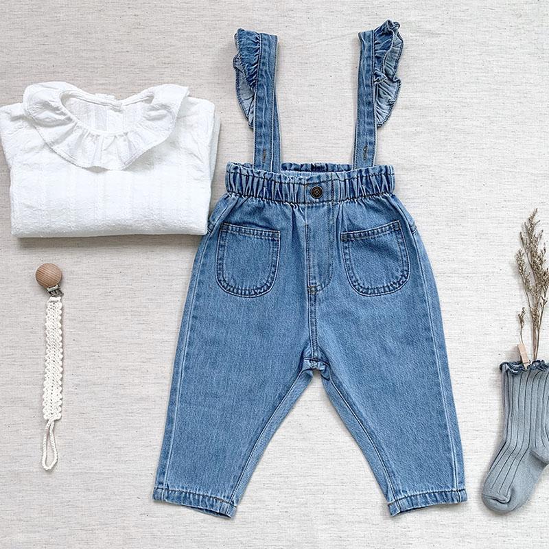 

Jumpsuits Spring Autumn Kids Baby Girls Sleeve Cowboy Pants Children's Clothing Children Braces PantsJumpsuits JumpsuitsJumpsuits, J201222 blue
