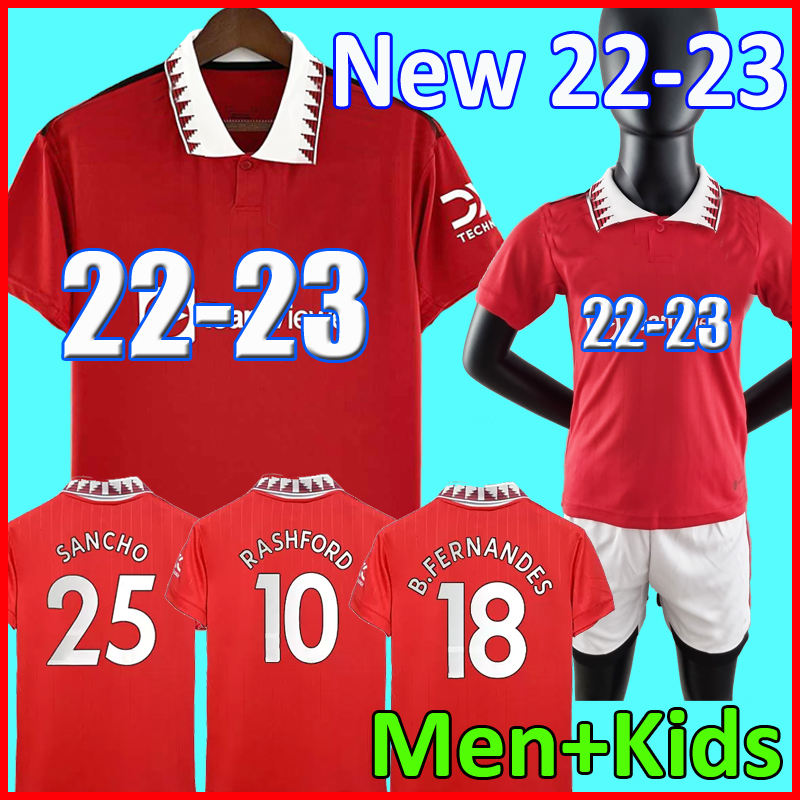 

21 22 23 SANCHO PLAYER #7 soccer jerseys RASHFORD MAN 2022 2023 football shirt man UTd POGBA CAVANI B. FERNANDES men kids kit VARANE FRED Shaw McTominay Elanga 999, Kids 23 home