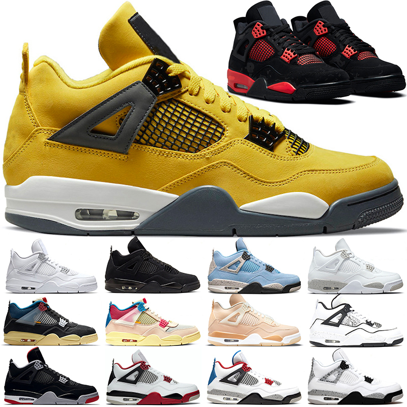 

4s Basketball Shoes 4 Men Women Black Cat Red Thunder University Blue White Oreo Bred Pure Money What The Mens Trainers 5.5-13, #1 red thunder 36-47