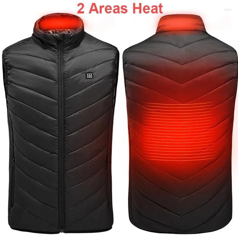 

Men Heated Vest 2 Area Heating Smart Warm Jacket Autumn Winter Sleeveless Down Coat USB Infrared Electric Men' Vests, Black