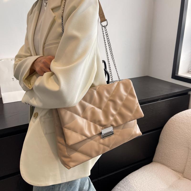 

Evening Bags Fashion Diamond Chain PU Leather Messenger Bag Ladies Shoulder Autumn And Winter Large-capacity HandbagsEvening EveningEvening