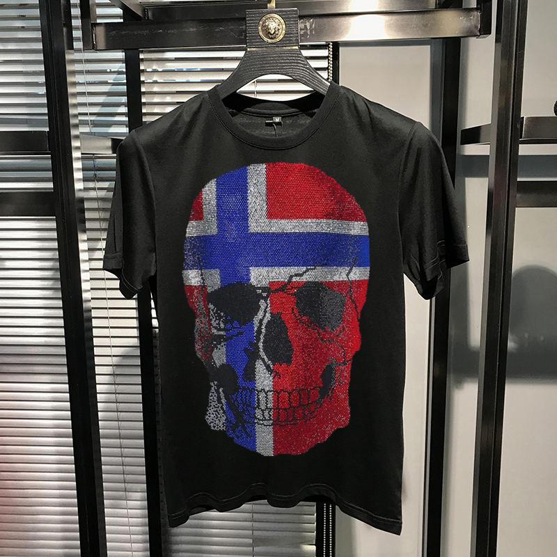 

Men's T-Shirts Printed Loose Sweatshirt Diamond Skull Men's Cotton Round Neck Breathable Harajuku Top OversizeMen's, As shown asian size