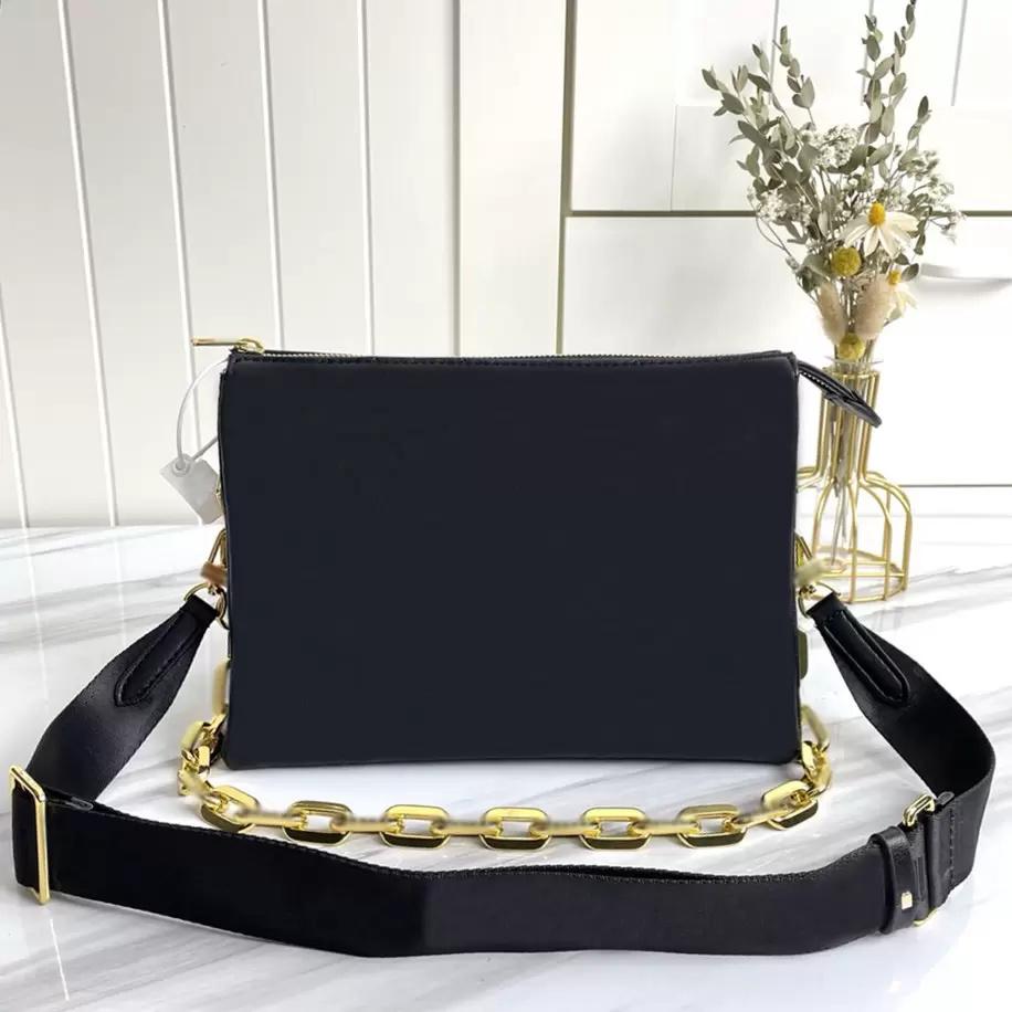

FASHION shoulder bags hair stick bag top leather material Canvas straps chain letters decoration style design men women universal pouch, Customize