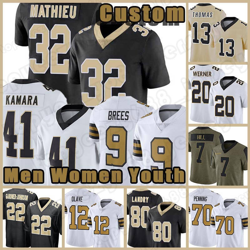

32 Tyrann Mathieu Alvin Kamara Football Jerseys Jarvis Landry Chris Olave Chauncey Gardner-Johnson Jameis Winston Drew Brees Drew Brees Trevor Penning, Custom men (s t)