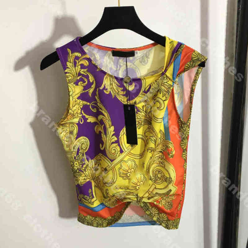 

vintage women print vest set sexy skirt silk print lining 3 piece suit metal big pin summer ins star logo ver..ce brand designer women clothes album a1