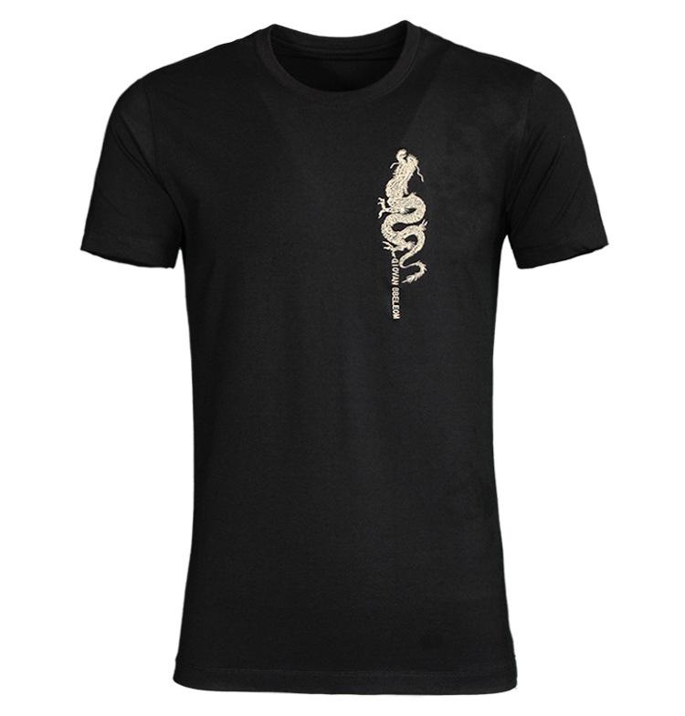 

Men's T-Shirts Golden Chinese Dragon Embroidery High Quality Men's Fashion 2022 Arrival Short Sleeve M-l-xl-2xl-3xlMen's, As pic