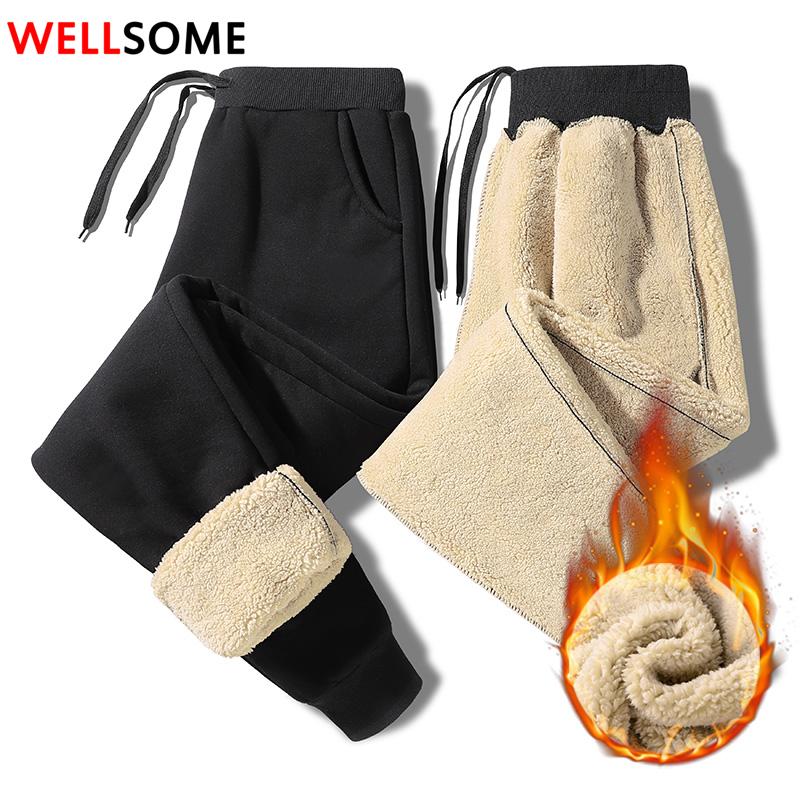 

Men's Pants WELLSOME Mens Cashmere Sweatpants Men Lamb Wool Pant Plus Size Joggers Track Elastic Waist Sport Casual Trousers 2022, Black