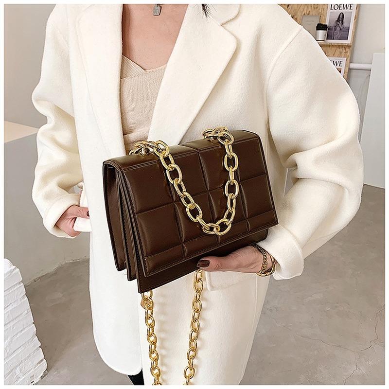 

Cross Body Fashion Square Lattice Crossbody Bags For Women Designer Handbags Luxury Chains Pu Leather Shoulder Messenger Bag Female PurseCro, Black