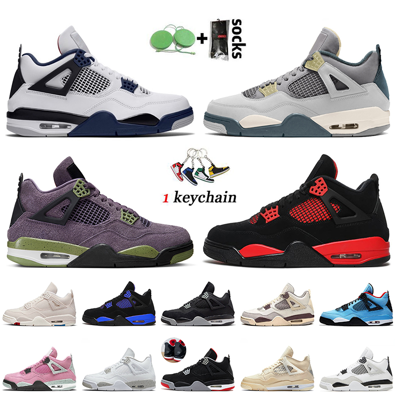 

2022 Craft Midnight Navy 4s Canyon Purple Jumpman 4 Basketball Shoes Fashiion Women Mens Red Thunder Canvas Military Black Cat Sail White Oreo Trainers Sneakers, # sb-bred 40-47