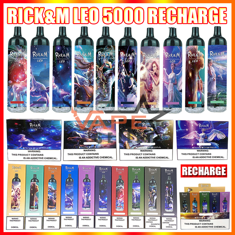 

Authentic RandM LEO Rechargeable Disposable Vape Pen E Cigarette Device With RGB Light 1100mAh Battery 12ml Cartridge 5000 Puffs Big Vapor Kit