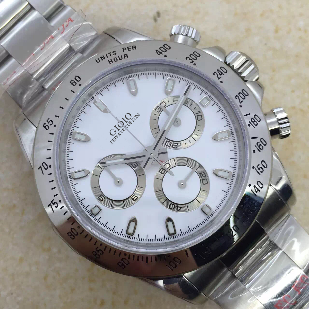 

Men Automatic Mechanical Watch White Black Leather Ceramic, Yellow