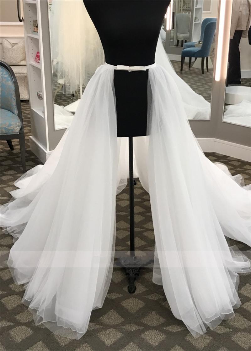 

Other Wedding Dresses 2022 Detachable Skirt For Dress Four Layers Organza/Tulle Chapel Train Front Slit Removable Bridal, White