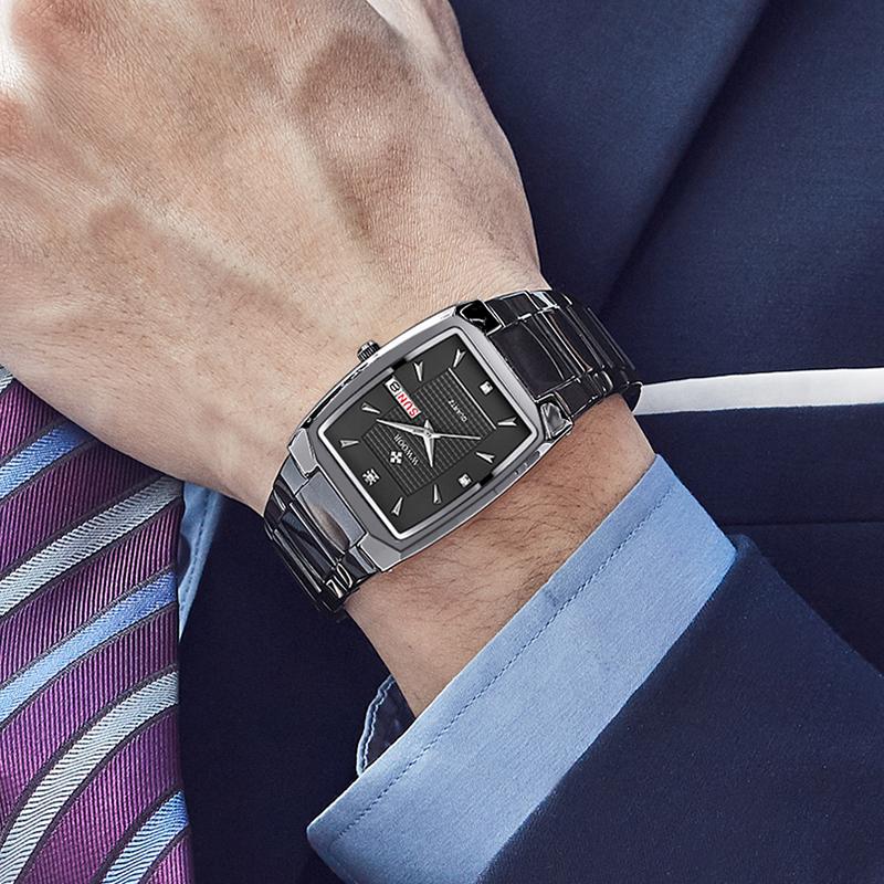

Wristwatches Reloj Hombre 2022 WWOOR Men Square Watch Fashion Business Black Stainless Steel Wrist Watches Mens Sport Date And Week ClockWri, Rose black