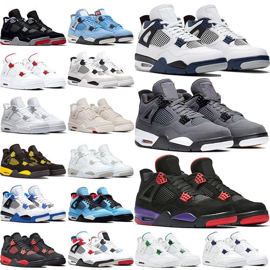 

Top Quality Men Women 4s Basketball Shoes Black Cat 4 Cactus Jack Oreo Universitys Blue Sneaker Sail Kaws Purple Metallic Bred Tech White Designers Sneakers 40-46, 10