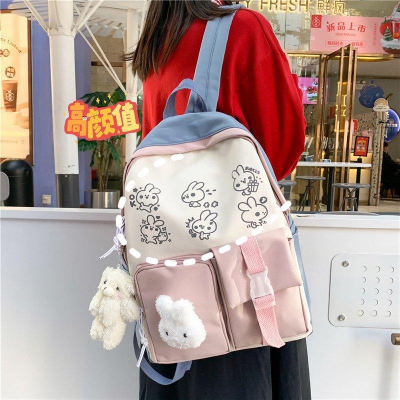 

School Bags Printed Flowers For Teenage Girls Bookbag Fashion Women Backpack High Backpacks Kids Waterproof Travel Bag, Only-bag